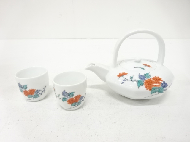  人間国宝　十四代　酒井田柿右衛門造　錦　牡丹文　銚子揃